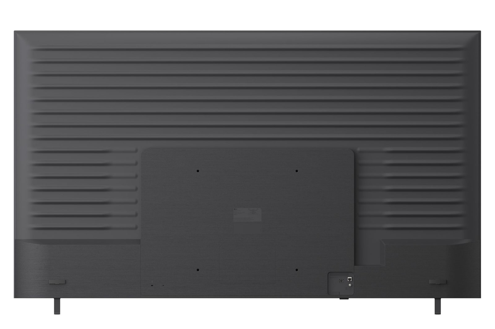 TV 85 pollici LG NANO 4K UHD AI NU90 4K Smart TV 2026 - Vista posteriore ravvicinata e centrata dello chassis, con evidenza dei fori di montaggio VESA e della disposizione dei connettori.